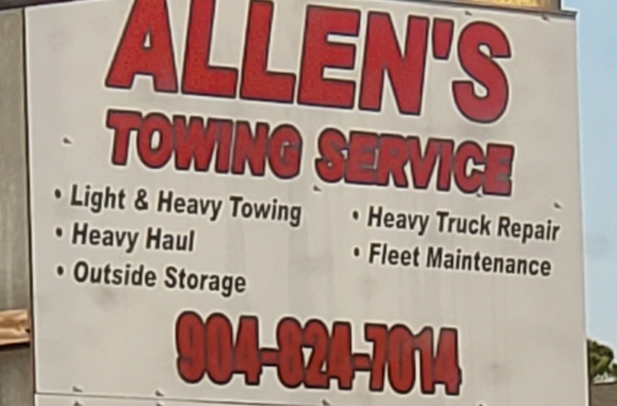 Allen's Towing towing company near St. Augustine