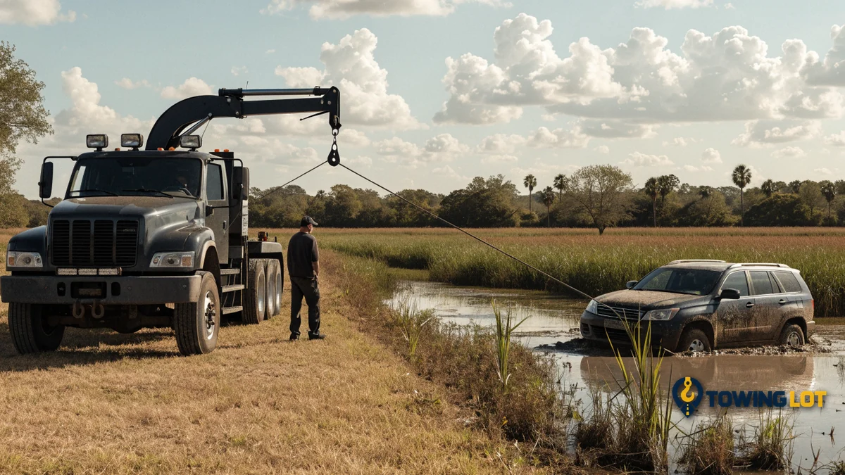 Winch-Out Service for a Car Stuck in Mud